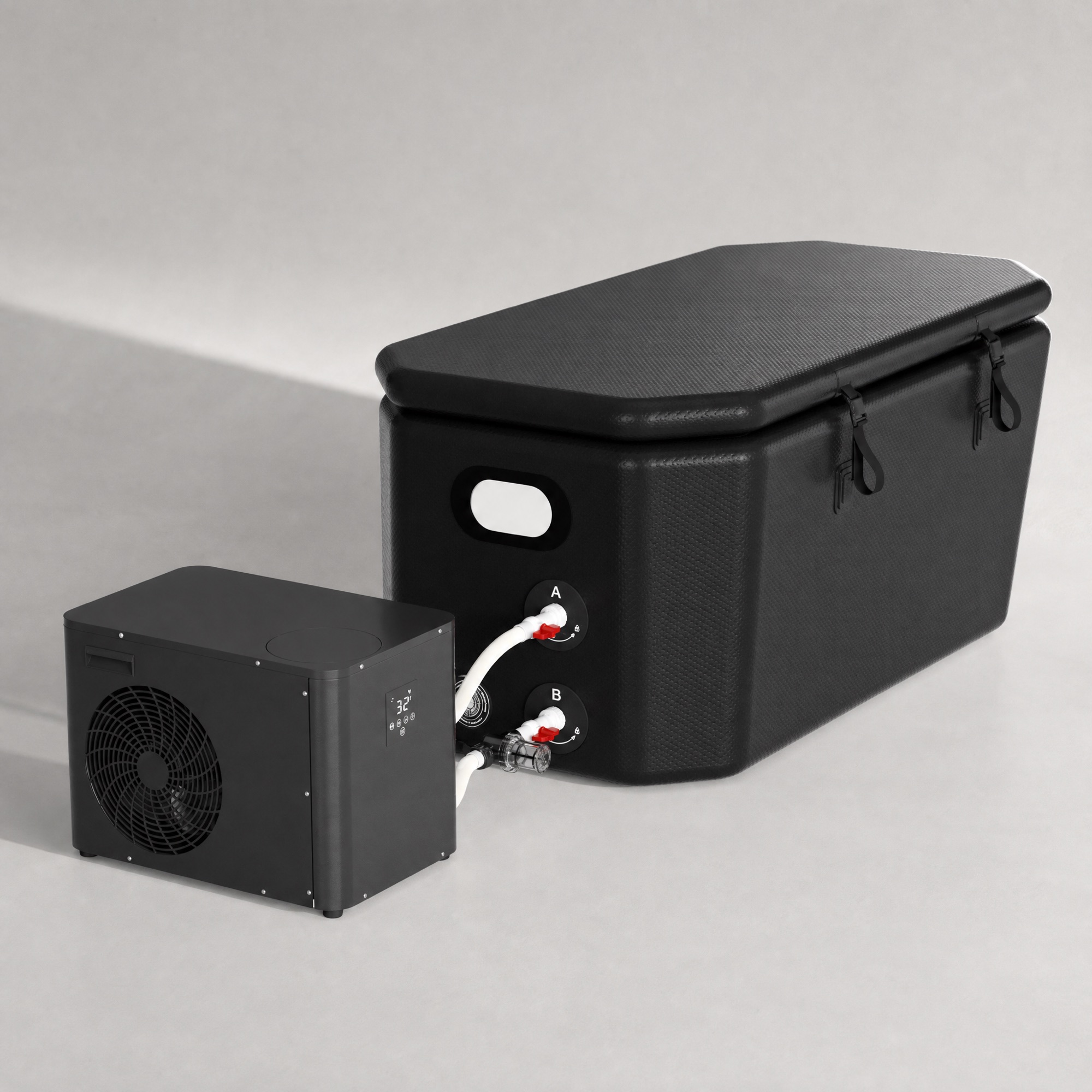 Caldrya tub and Pro chiller together on a pale set